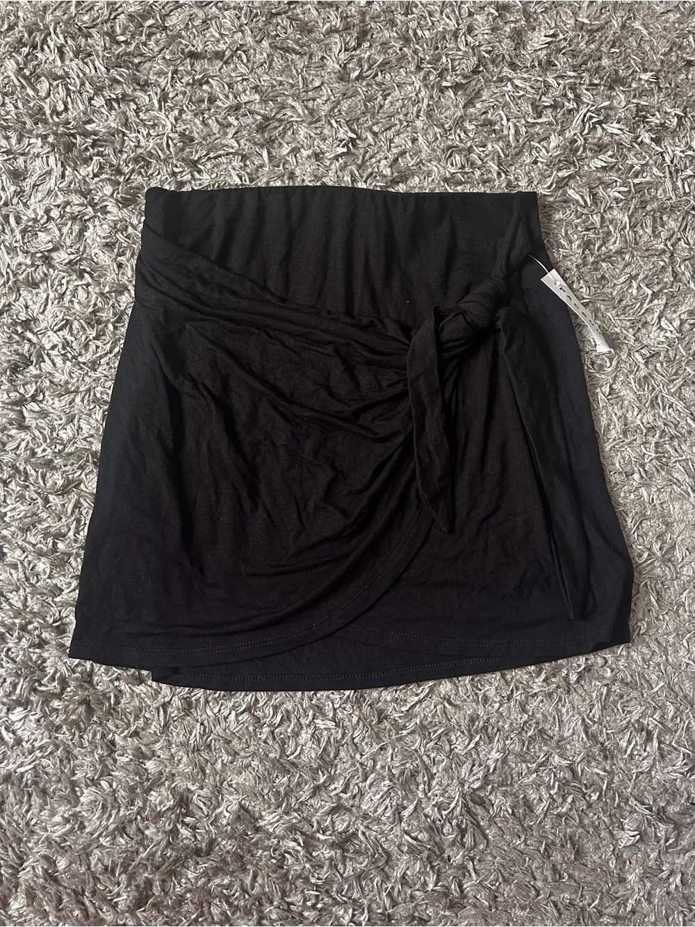 La Hearts Black Wrap Tie Mini Skirt
